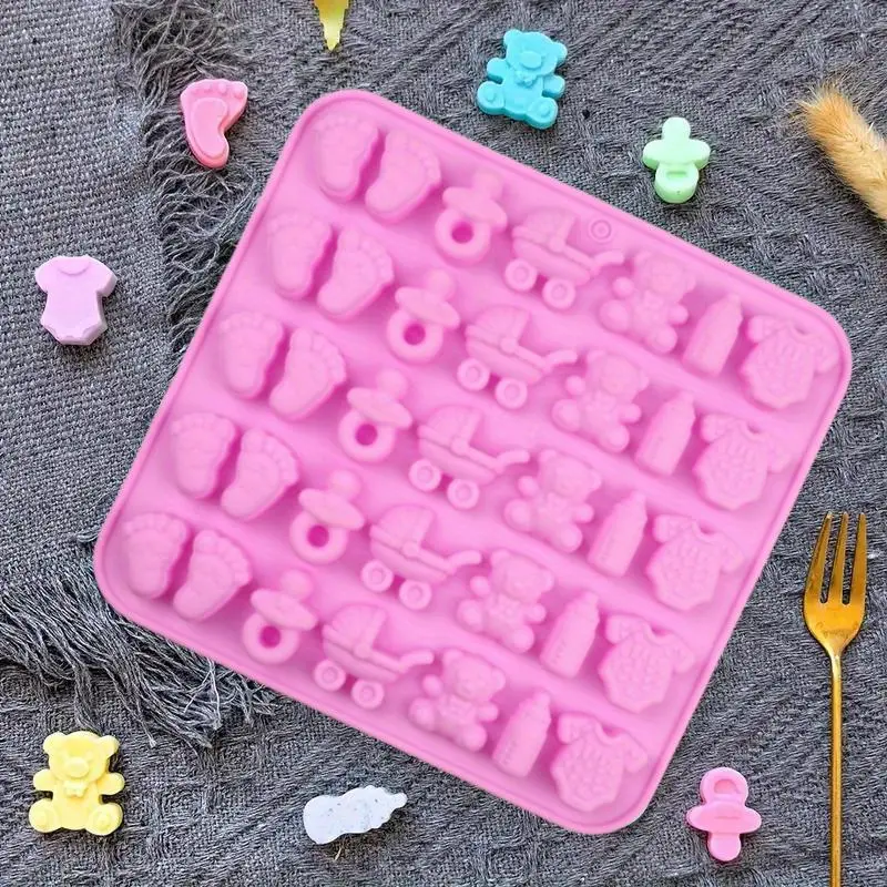 35 cavity baby theme chocolate silicone mold, suitable for DIY cookies, jelly pudding, candy molds, cake baking decoration molds, non-stick, easy to demold, one-second demold