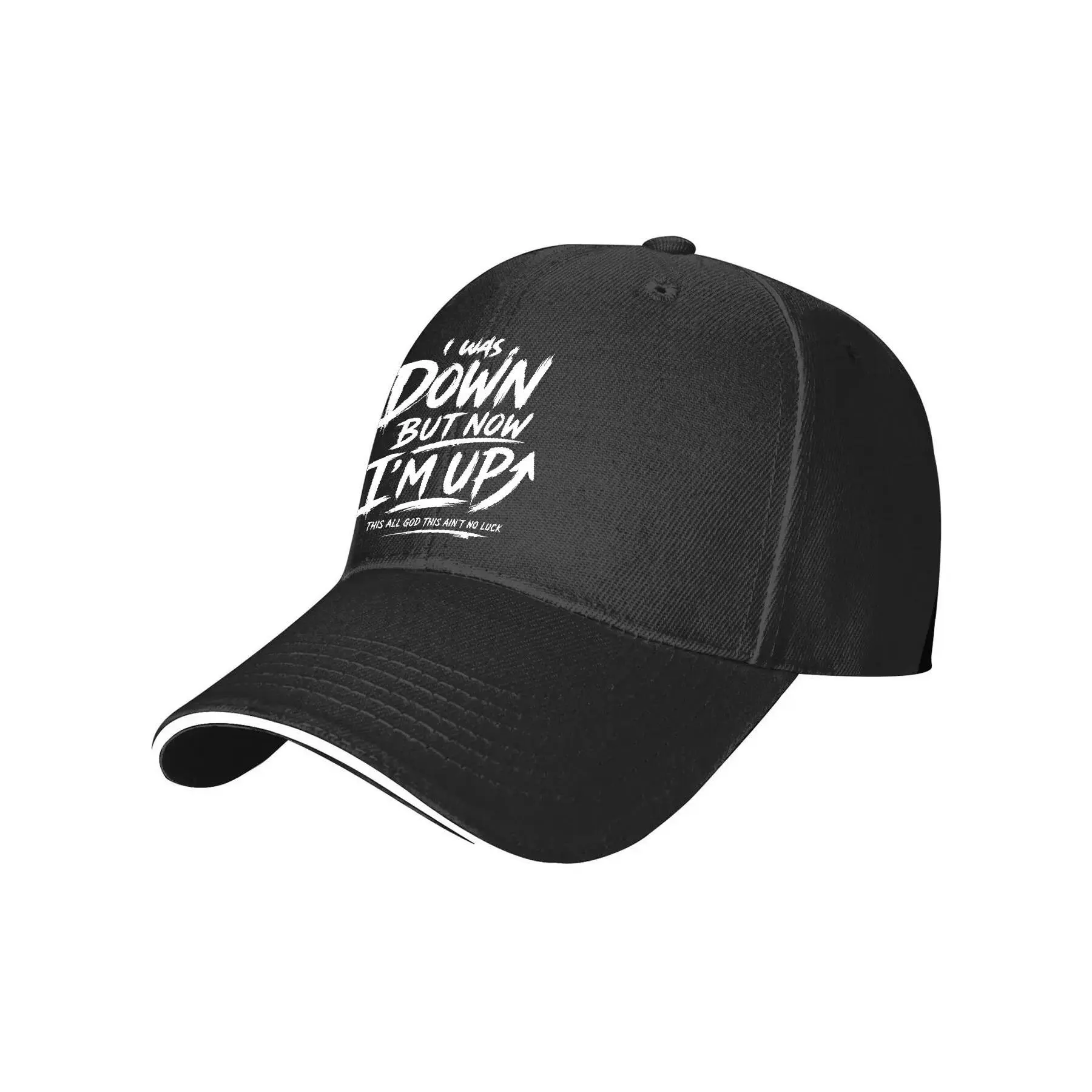 I was Down But Now I'm Up This All God This Ain't No Luck Novelty Awesome Graphic Baseball Cap Hats Cute Baseball Cap Funny Hats