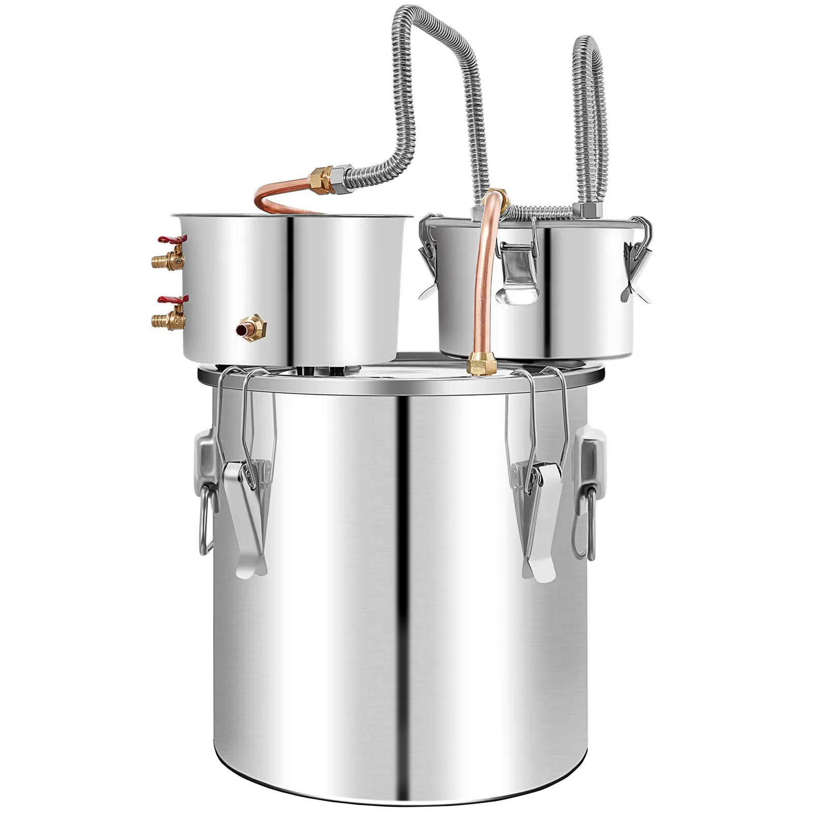 Alcohol Still, 13.2Gal / 50L Stainless Steel Water Alcohol Distiller Copper Tube Home Brewing Kit Build-in Thermometer for DIY Whisky Wine Brandy, Silver