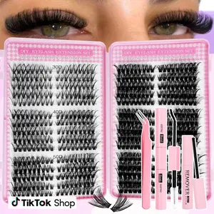 Natural D Curl DIY False Eyelashes, Includes Glue, Tweezers, Remover, Professional & Beginner Friendly, Easy Home Use