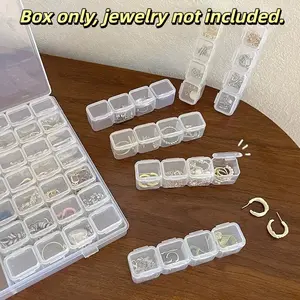 28-Compartment Mini Transparent Jewelry Organizer Box, Reusable Detachable Earring Ring Storage Container, Perfect for Home Bedroom Decor