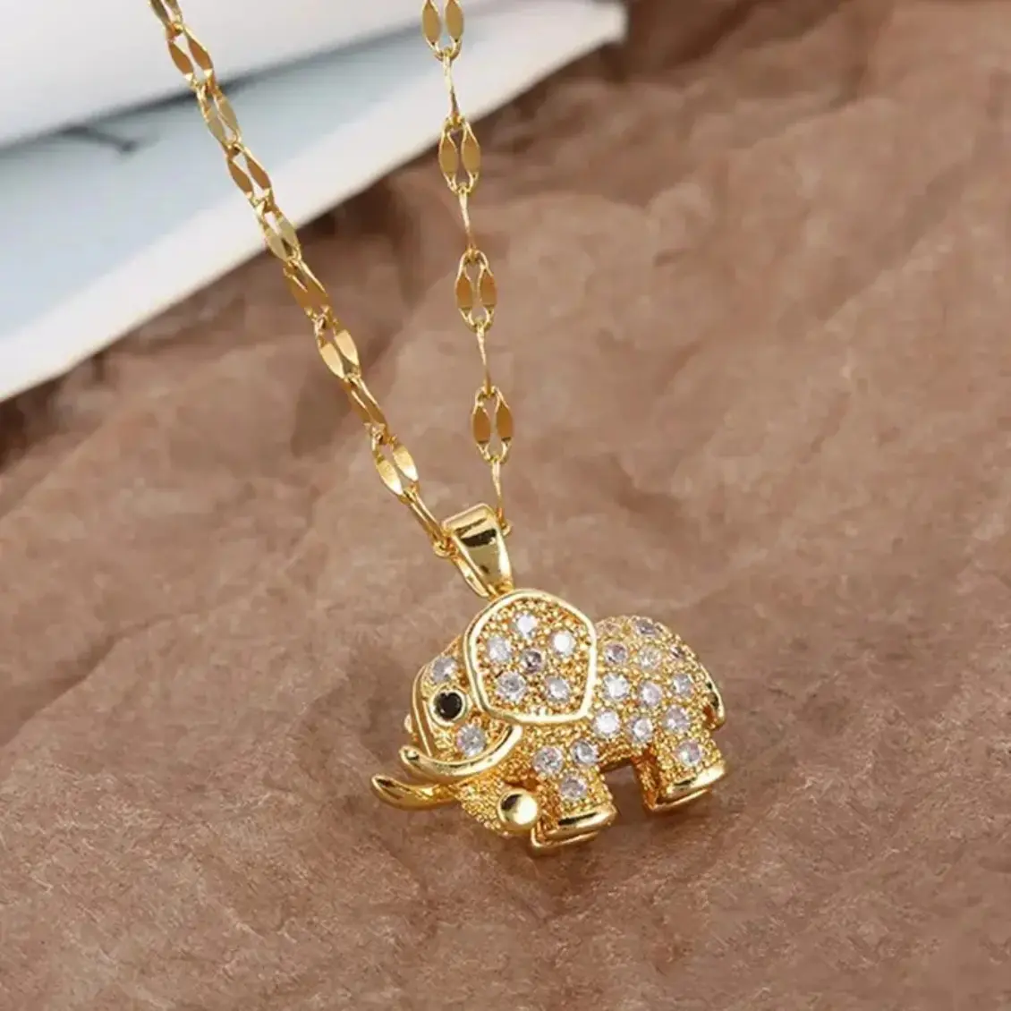 Pendant Necklace Elephant Vintage Crystal Cubic Zirconia Charm Minimalist Durable Lightweight for Women Men Everyday Wear Anniversary Birthday Gift