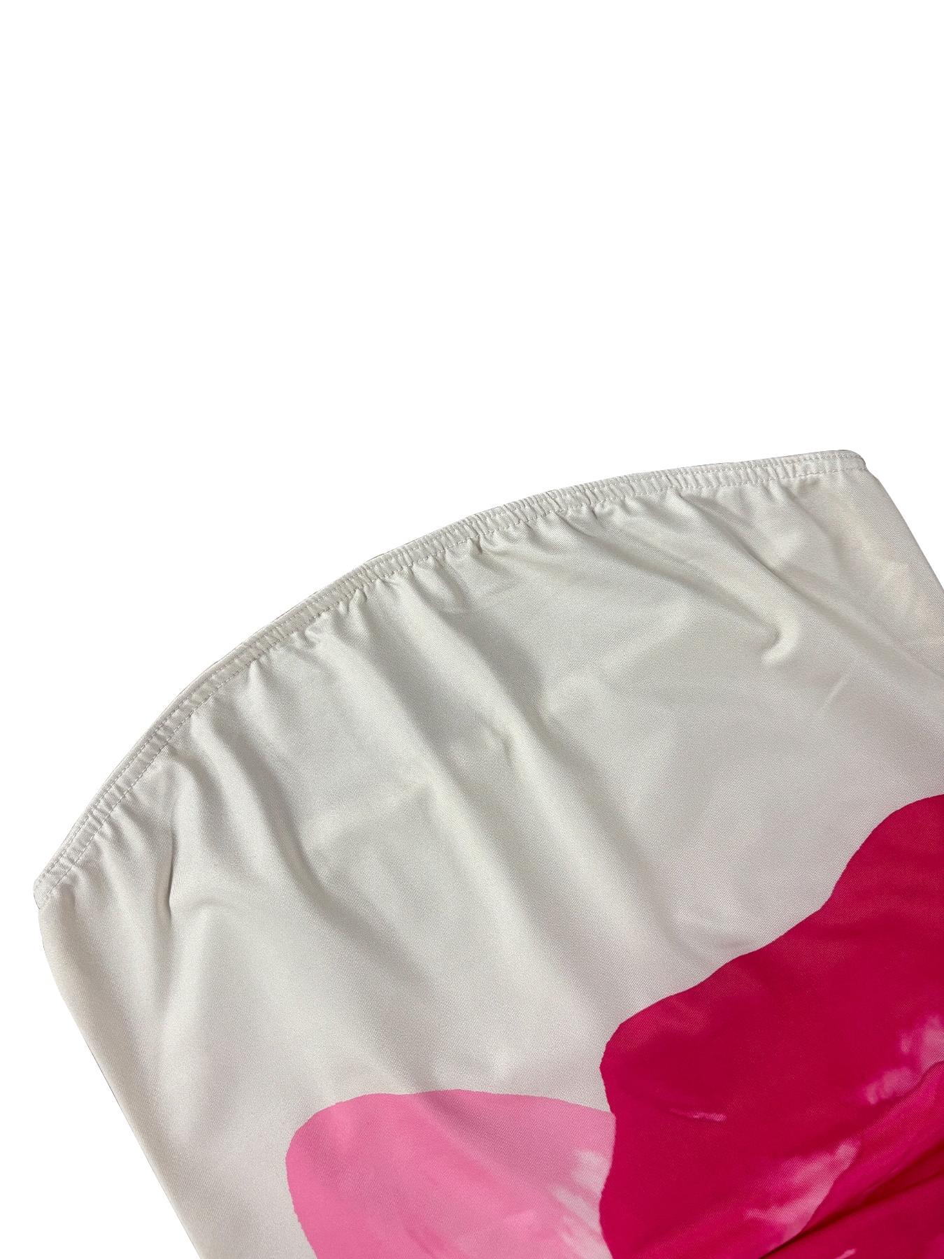 Women's Floral Print Strapless Bodycon Dress, Elegant Party Dress, Sexy High-Low Hem, Elastic Polyester Blend, Perfect for Valentine's Day, Parties, Weddings