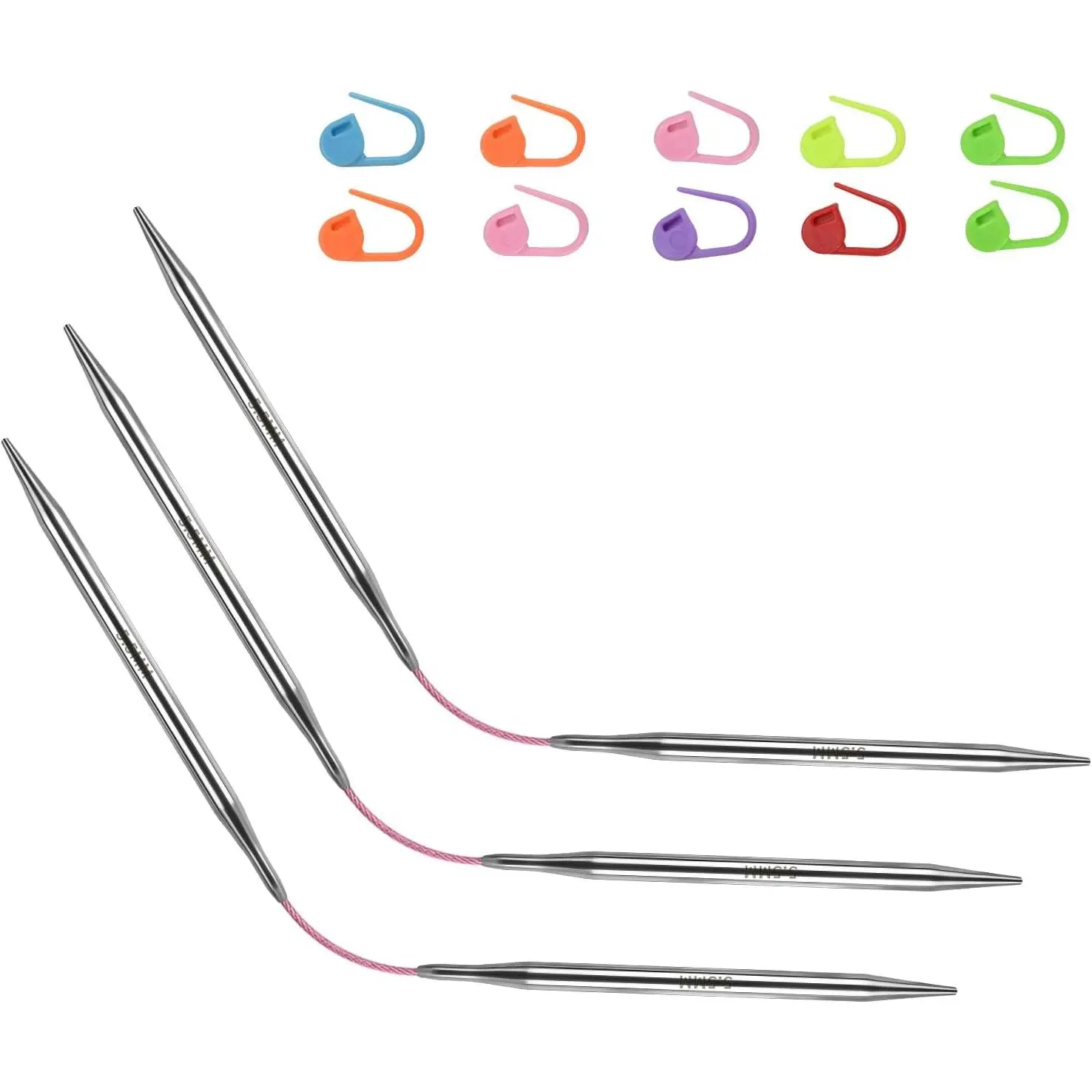 US9/5.5mm9-inchFlexibleCircular DoublePointed Knitting ,3-PieceSet |  for knitting socks, stuffed , fingerless gloves, coasters, and other small, delicate knitting projects