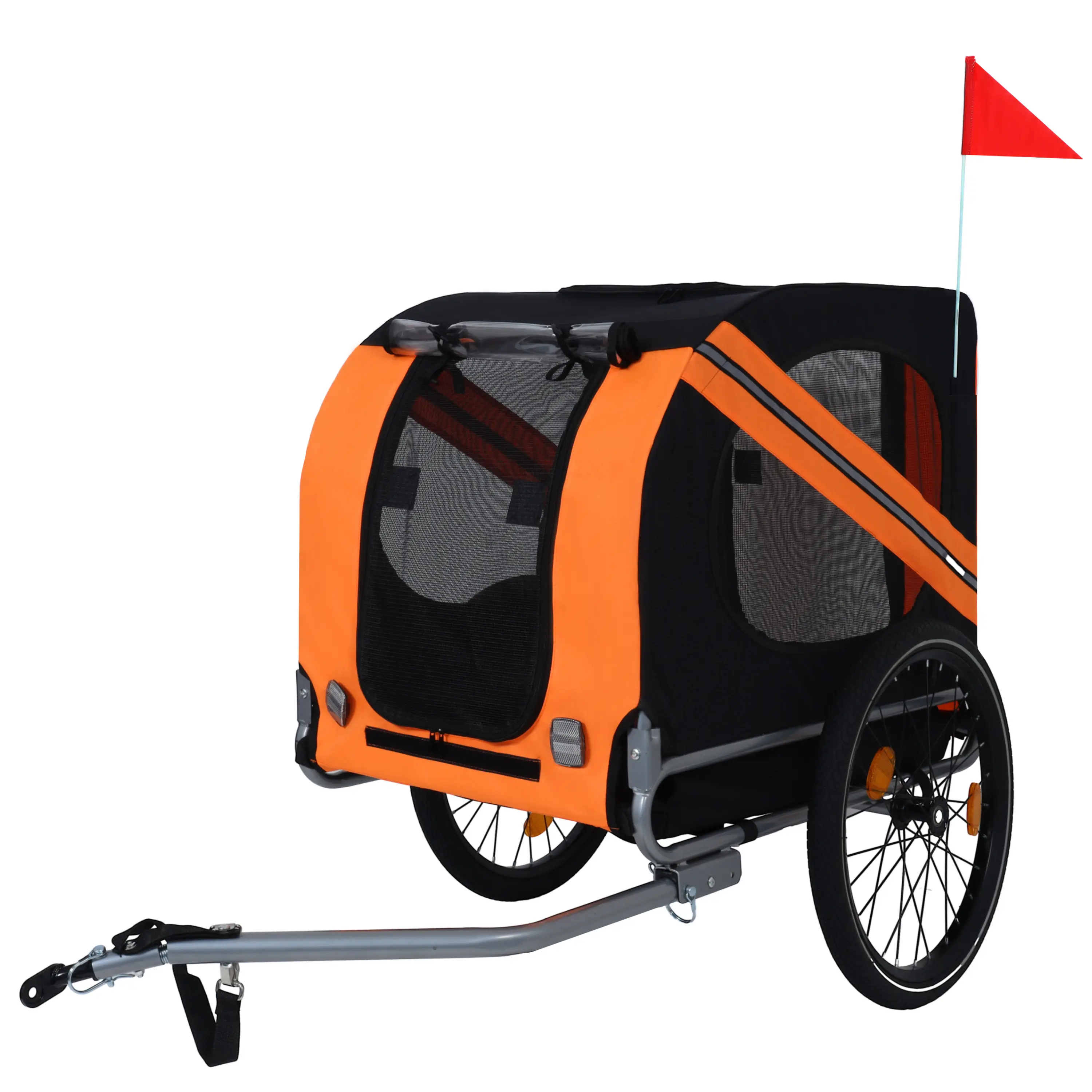 ARCH Large Foldable Dog Bike Trailer Stroller, 66LB Capacity All-Terrain Pet Carrier with Durable Steel Frame, Black-Orange Cycling Gear for Outdoor Trips, Home Furniture & Household Product