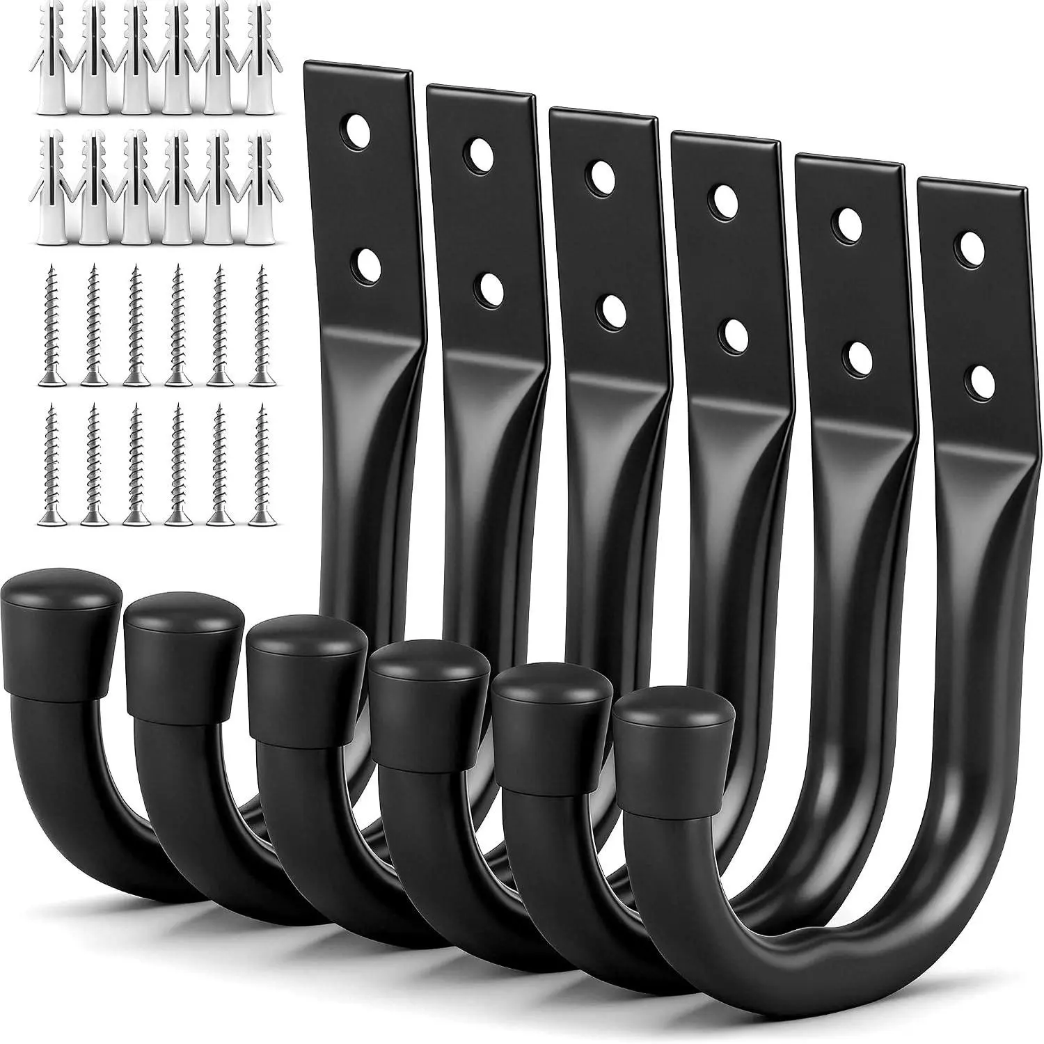 Heavy Duty Garage Storage Hooks 6-Pack, Bike Hooks for Garage Wall, Wall Mount J Hooks for Hanging, Large Metal Utility Organizer, Extension Cord HangerGift