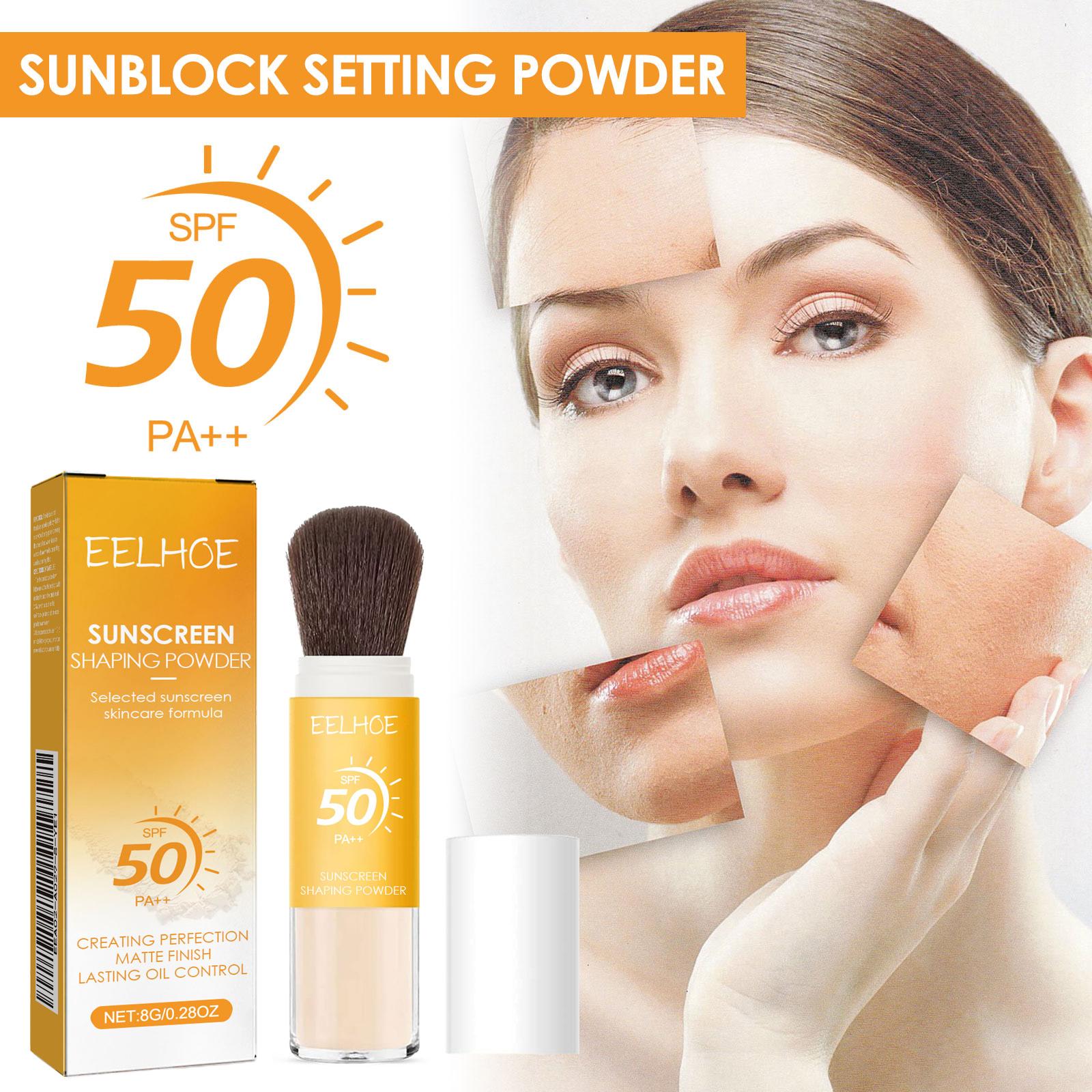 3-Pack Blurred Matte Powder with Brush - Brush-On SPF50+ PA++ Sunscreen, Natural Lightweight Breathable Gentle Waterproof, Long-Lasting Oil Control No-Transfer Titanium Concealer, Moisturizing Flawless for Daily Makeup Setting, Waterproof Powder
