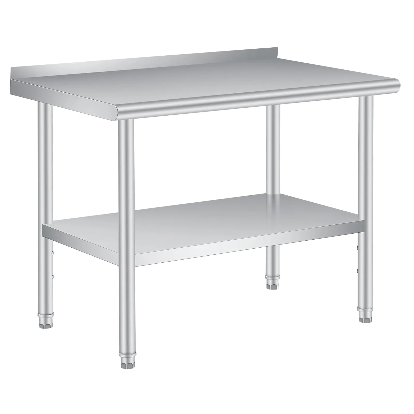 Garvee Stainless Steel Prep Table, 24 x 48 inches, with Splash Guards, Adjustable Lower Shelf, and 4 Casters, Heavy-Duty Commercial Table with Adjustable Lower Shelf for Outdoor Use Latest