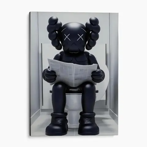Solid Black Bathroom News Canvas Print, Hypebeast Bathroom Wall Art, Funny Bathroom Hypebeast
