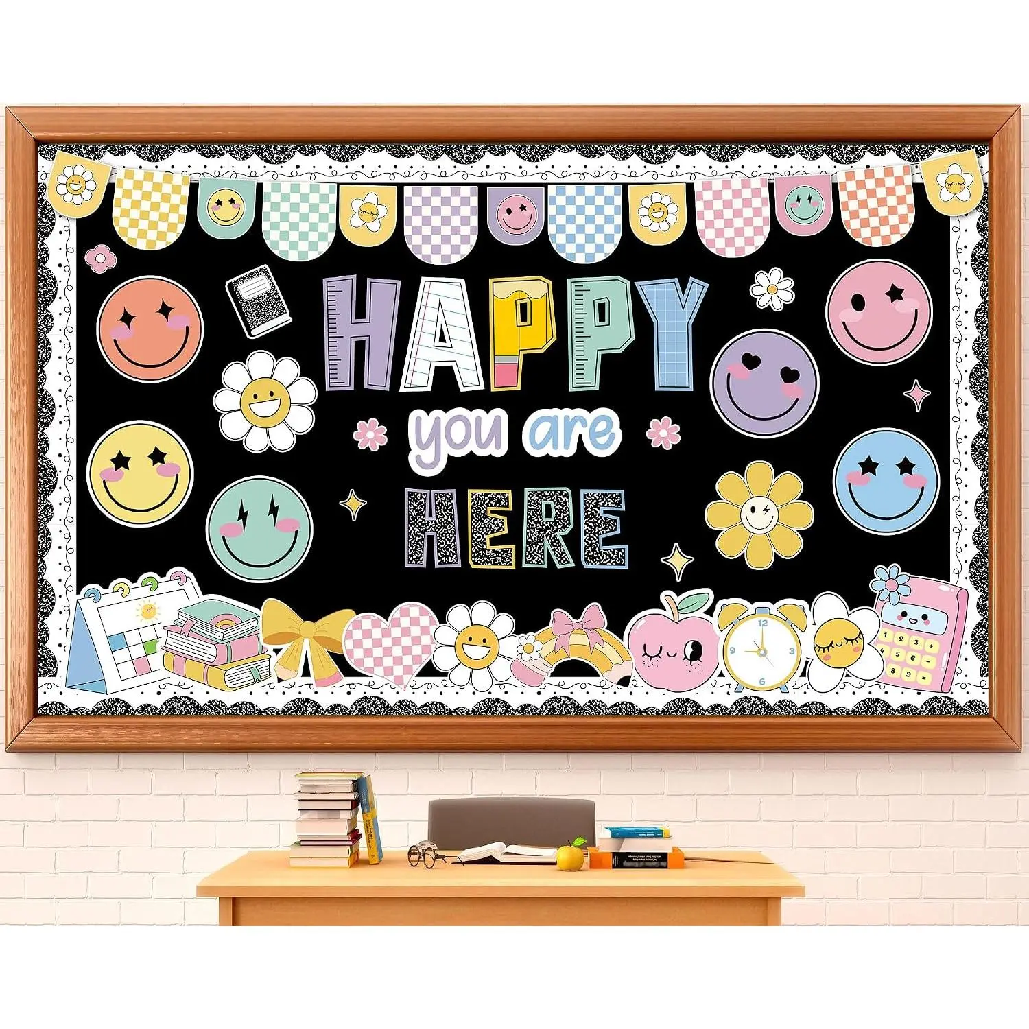 66 count Composition Notebook Welcome  to School Bulletin Board Set Classroom Decor Happy You are Here Happy  Hippie Cutouts for  to School Chalkboard Wall Teacher Elementary Classroom Decor