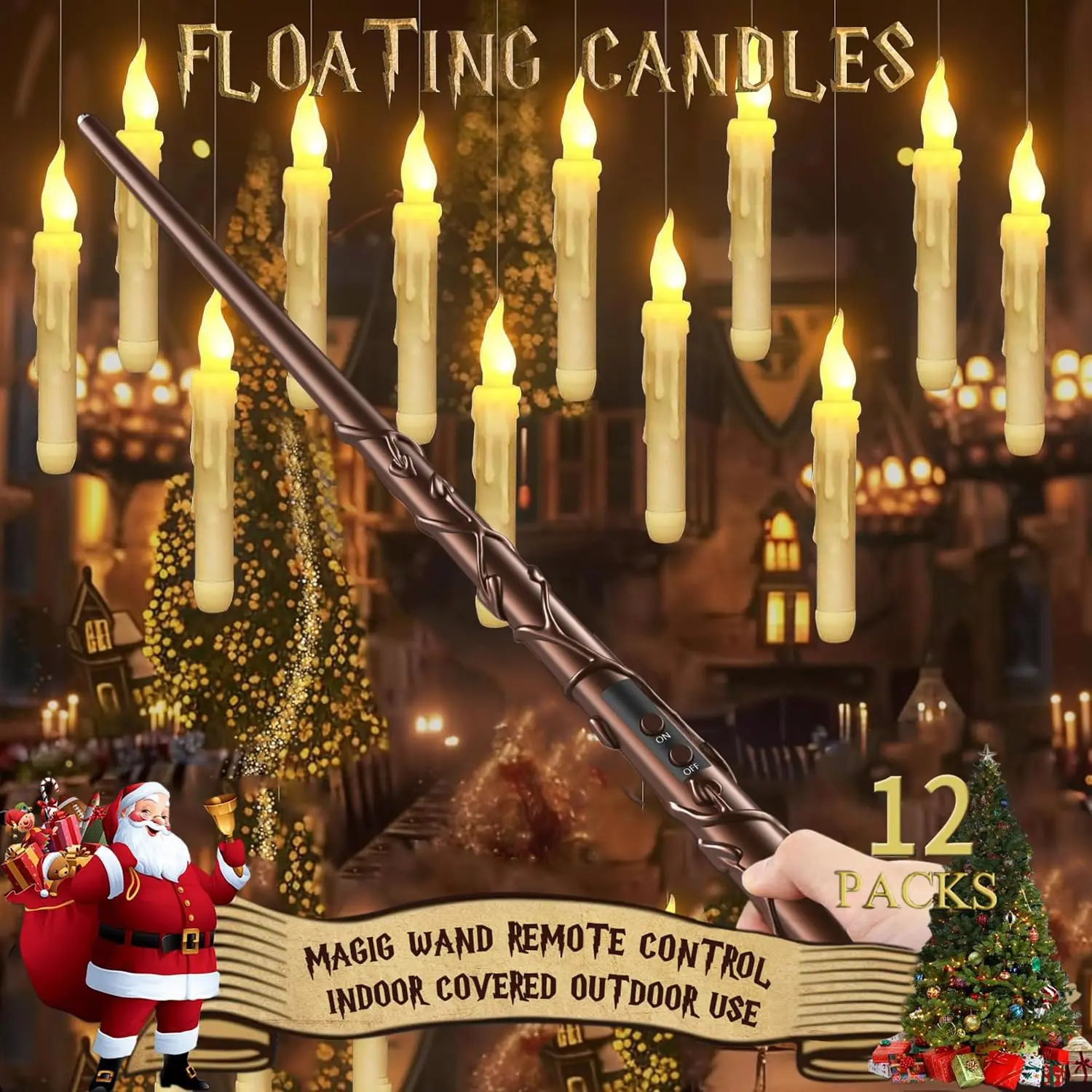 Harry Floating  Operated Flameless  Candle Lights with Potter Magic Wand Remote, Floating Candles with Remote,  Decor for  Classroom Birthday Party Church