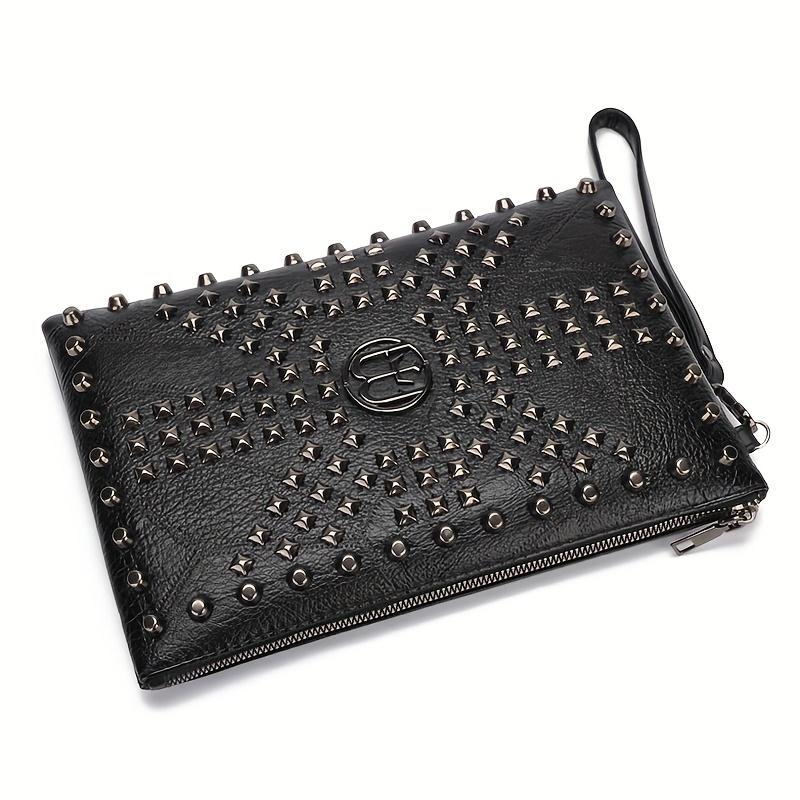 New style men's bag, fashionable and versatile women's bag, rivet envelope clutch, small bag, large capacity hand-held bag