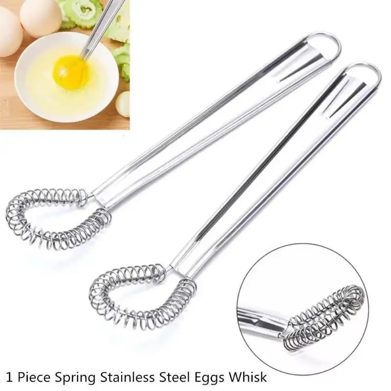 Handheld Egg Blender Stainless Steel Spring Manual Egg Beater Honey Cream Blender Kitchen Baking Kitchen Tools Egg Whisk Beater