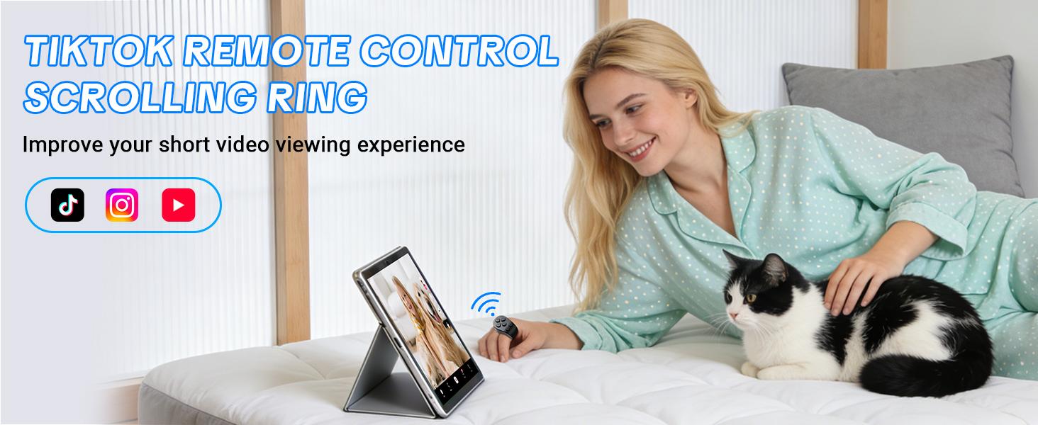 Scrolling Ring Remote Control,Page Turner for iPad iPhone & Android Tablet,Bluetooth Camera Remote, Scrolling Ring for TikTok,YouTube,Instagram,iOS,Android (Black)