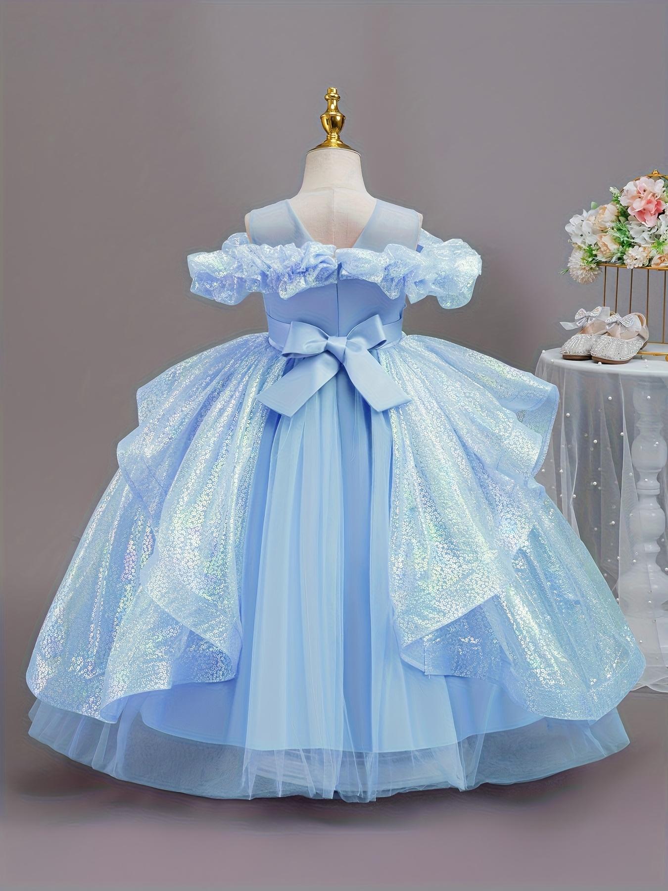 Girls' Elegant Princess Dress with Sparkling tutu & net - Sleeveless Mid-Length Recital Dress Birthday Party Outfit, Nutcracker - Hand Washable Gown all-Season Wear ( & Little Girls)