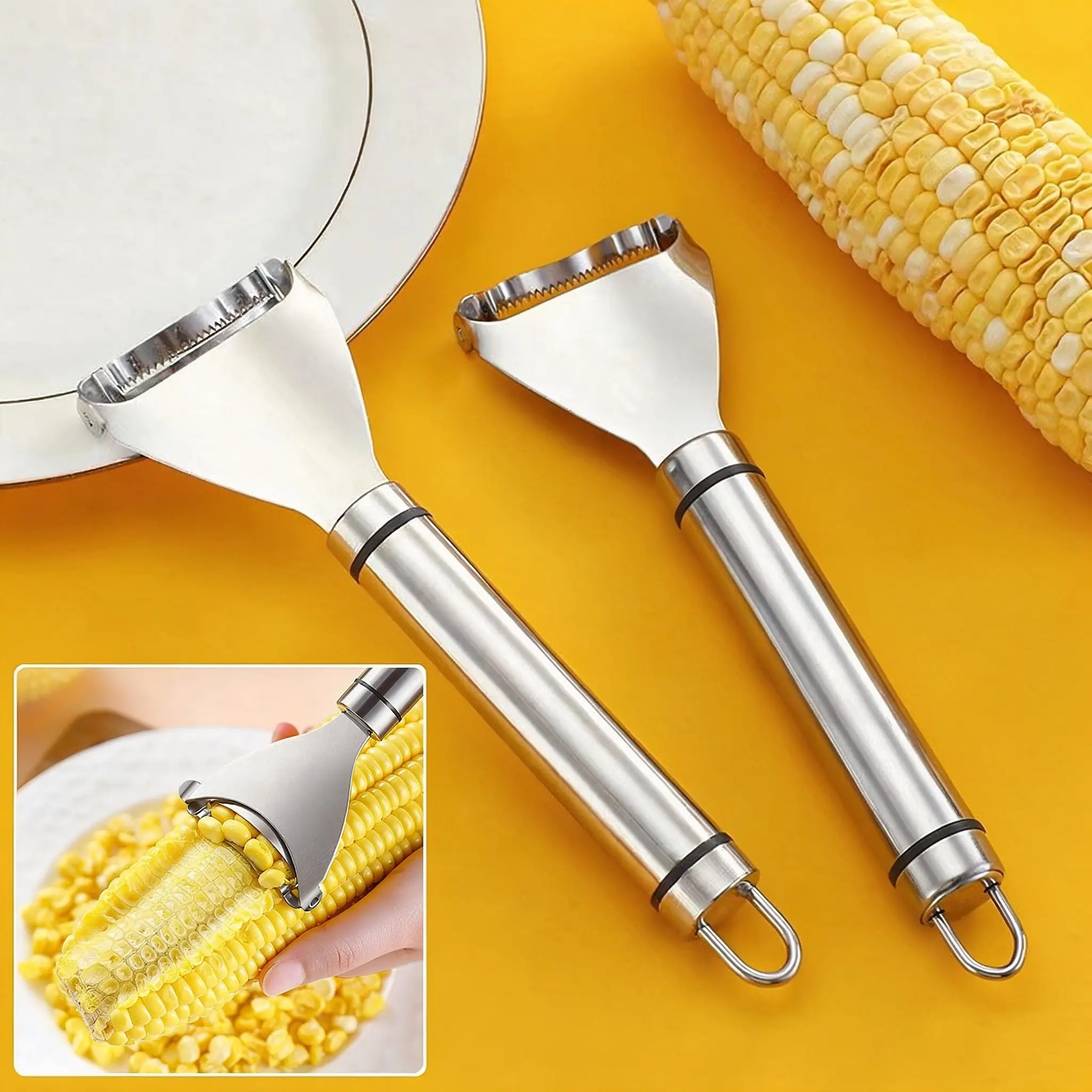 304 Stainless Steel Handheld Corn Peeler Tool - Manual Peeling Kernel Remover & Cob Separator, Small Kitchen Hand Tool for Quick Prep