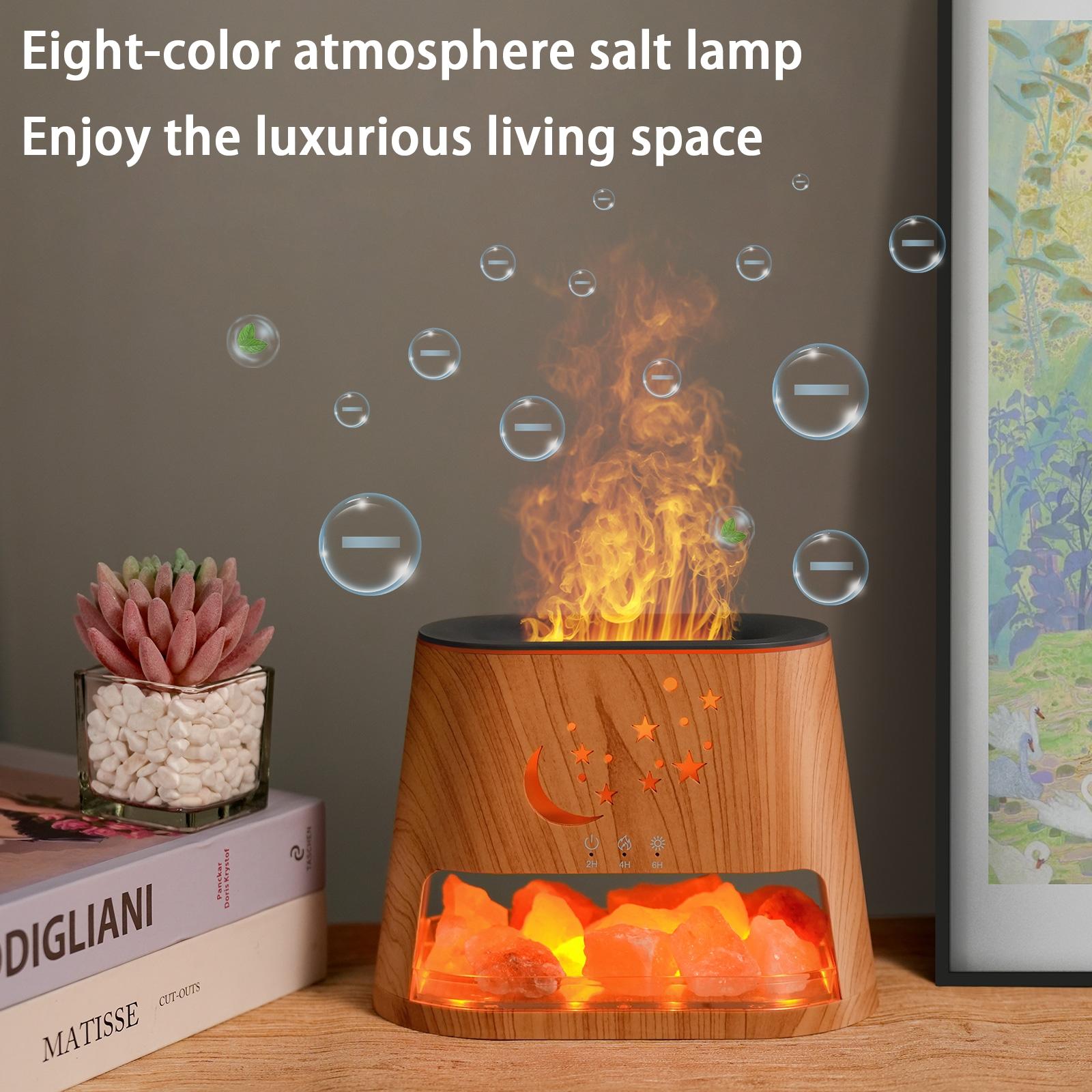Star Moon Flame Diffuser and Atmosphere Salt Lamp, 8 Color Aromatherapy Diffuser Cool Mist Humidifier with Timer Auto-off Function for Home, Bedroom, Office, Yoga