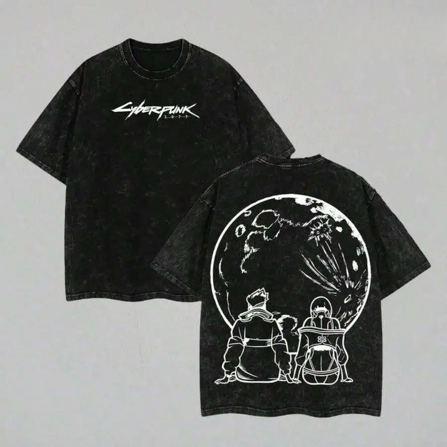 Retro Urban Cyberpunk Edgerunners Anime Cotton Tee Short Sleeve Crew Neck Sci Fi Casual Daily Convention Mens Womens Everyday Streetwear T Shirt