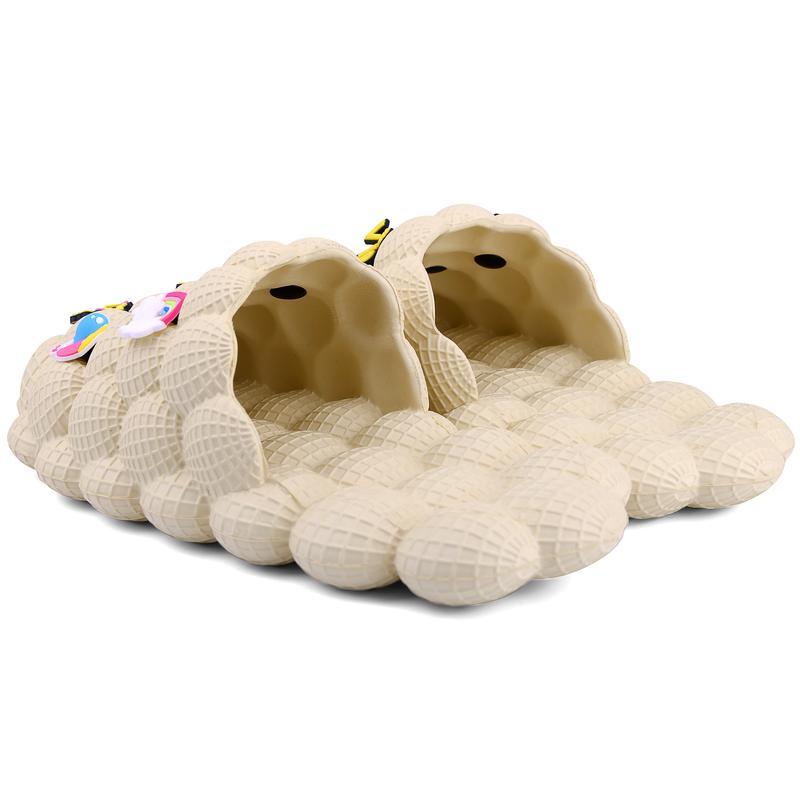 (New)DIOLV Summer Bubble Slides with Charms Boys Girls Golf Ball Shoes Funny Lychee Massage Bubble Slides Kids Non-Slip House Slippers Beach Sandals