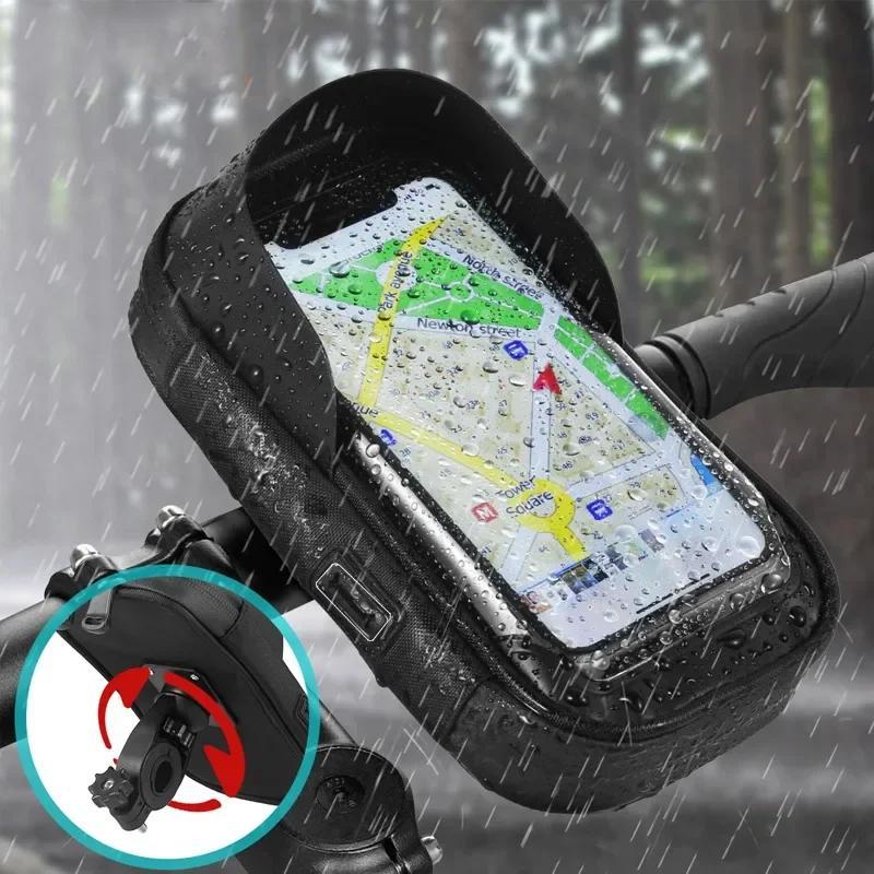 360° Rotatable Bicycle Motorcycle GPS Navigation Holder Waterproof Multi-function Mobile Phone Bracket Card Pack Bike Motorcycle Accessories