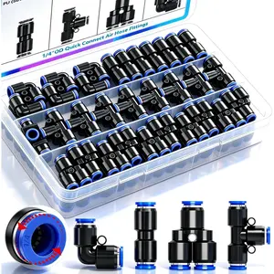 1/4"OD Push to Connect Fittings Quick Connect Air Hose Fittings,1/4"OD Air Hose Fittings,Air Line Fittings for 1/4" Tube (30PCS)
