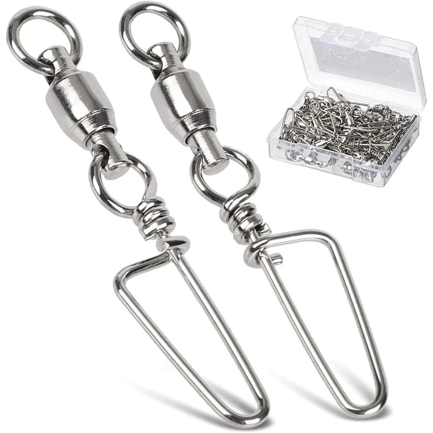 High Strength Fishing Snap Swivels - Stainless Steel Ball Bearing Swivels - Saltwater & Freshwater Fishing New model