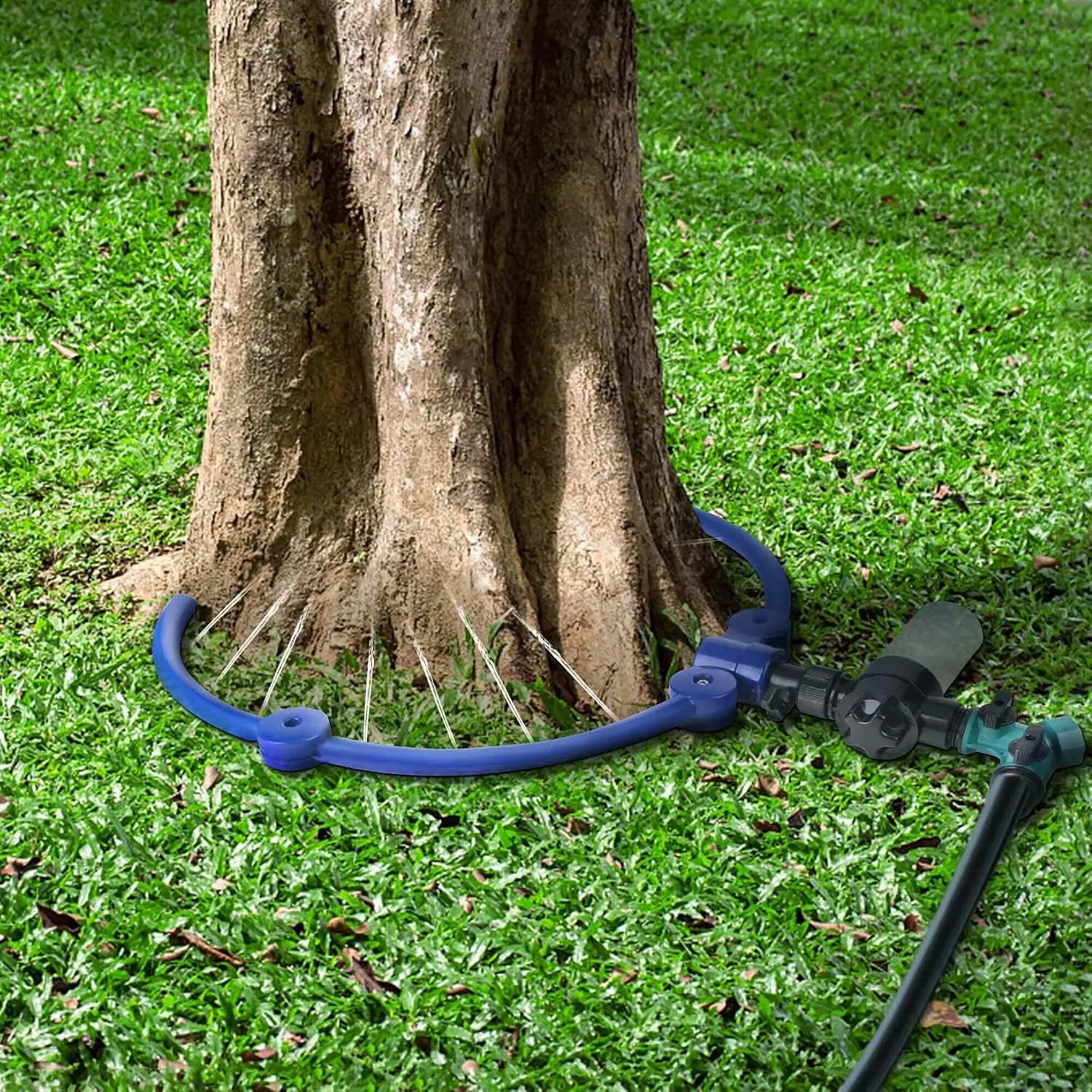 360° Tree Water Sprinkler,Tree Root Watering Tool,Water Ring Sprinkler Irrigation System for Outdoor  Raised (Blue)