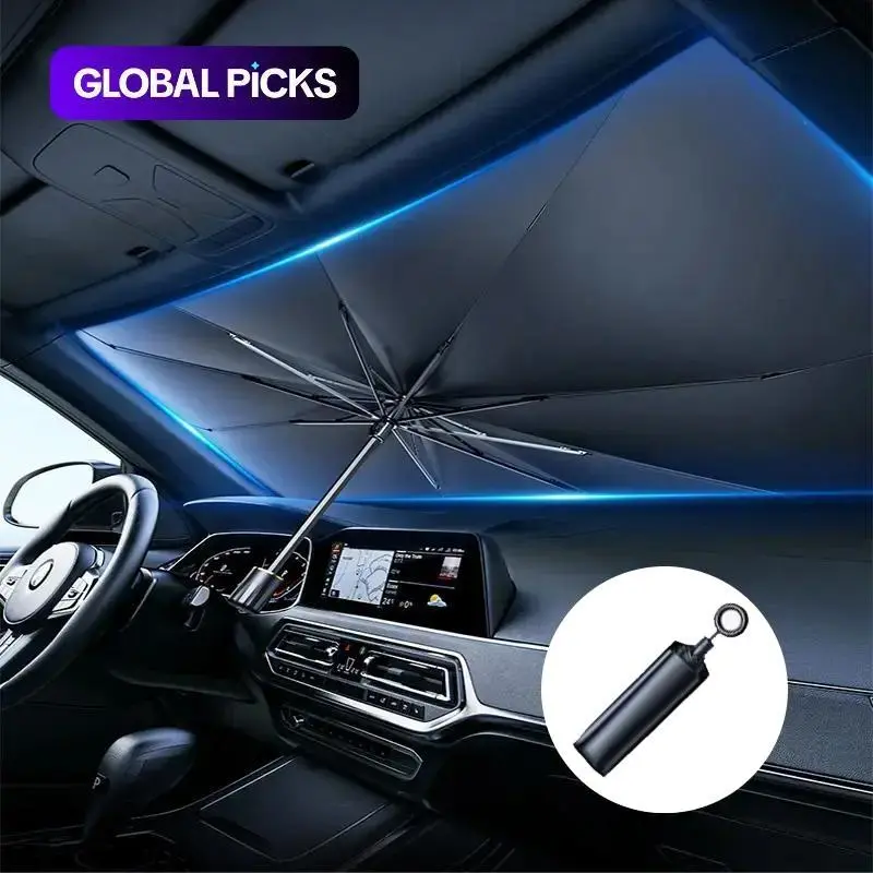 Car sunshade, windshield sunshade umbrella, foldable and portable vehicle sunshade curtain, summer sun protection and heat insulation vehicle sunshade, Automotive Windshield Sunshades, Sunshade For Car Windshield