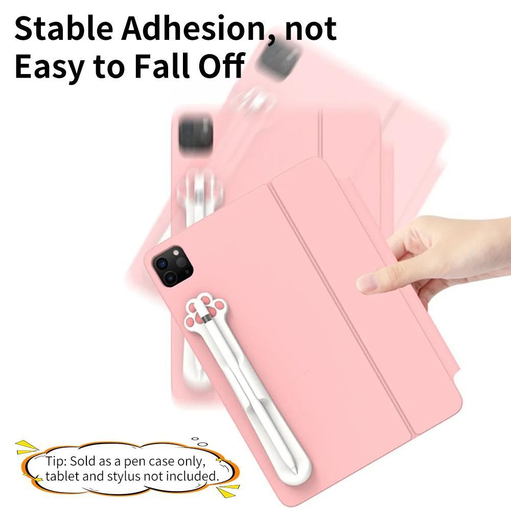 Cute Cat Paw Design Stylus Pen Case, 1 Count Silicone Pen Sleeve for Apple Pencil 1 2, Adhesive Tablet Pen Slot Holder, Cute Stylus Pencil Case