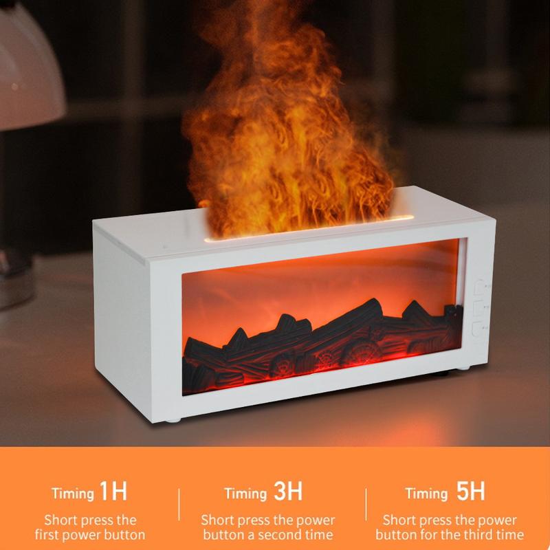 Fireplace Flame Diffuser, 300ml Essential Oil Diffuser with 7-Color LED Lights, Timer & Remote Control, Auto Shut-Off, Includes 3 Essential Oils for Home Aromatherapy