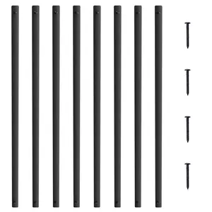 Staircase Metal Balusters 38-Inch By 1-Inch Flat Aluminum Alloy Decorative Banister Spindles, 72-Pack Deck Balusters With Screws For Porch Railing, Hollow Core Design, Satin Black Powder Coated Finish