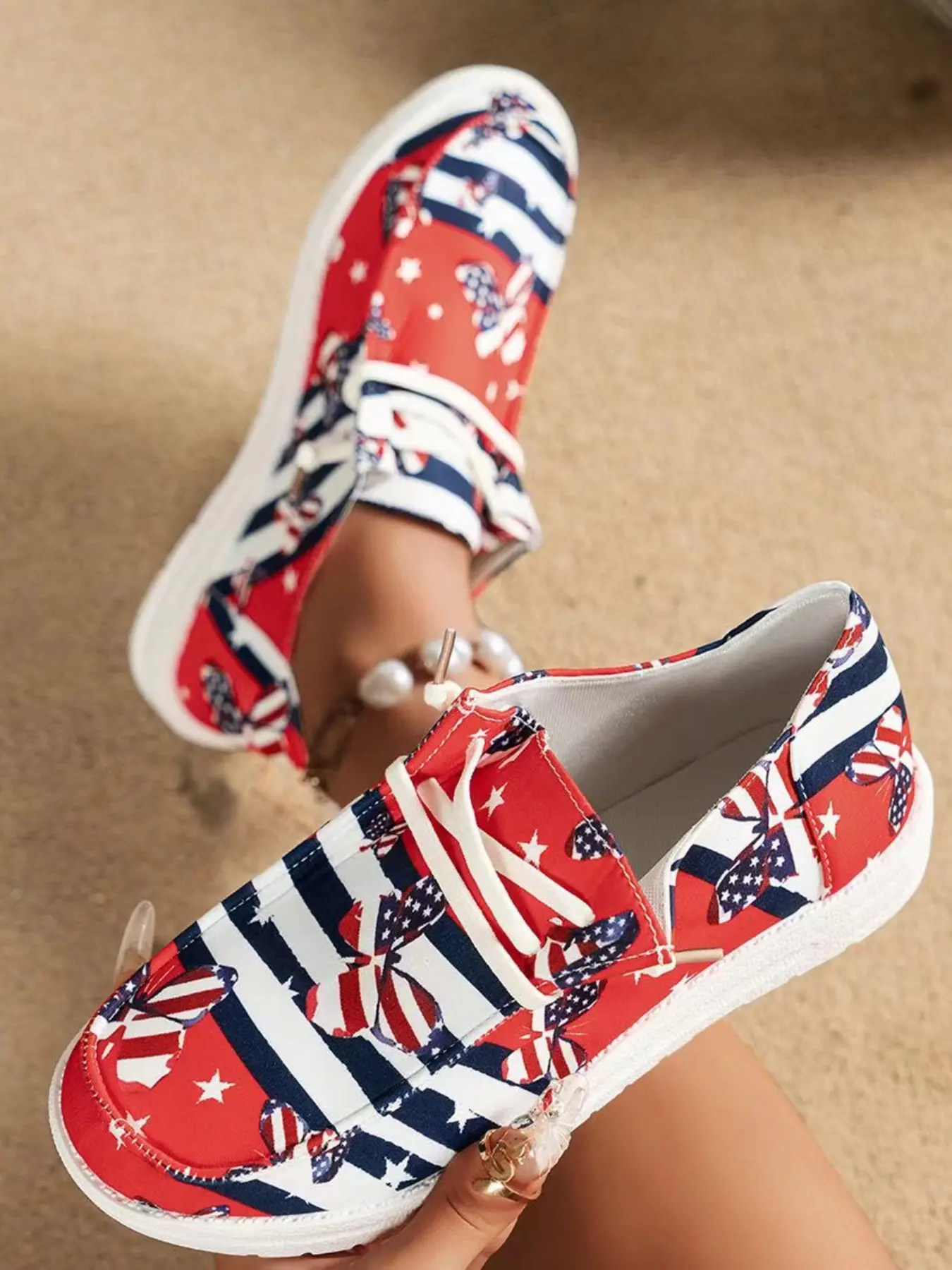 American Star Stripe Lazy Shoes, Soft Slip-On Design, Rubber Slip Ons, Comfortable to Wear, Perfect for Casual Daily Use, Stylish and Convenient Casual Lifestyle Footwear, Rubber