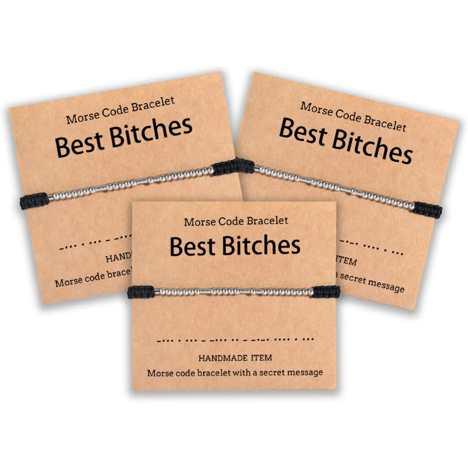 Valentines Day  for  Bitches Morse Code Bracelet    for Women Funny Friendship  2/3 PCS Christmas Friendsgiving Day