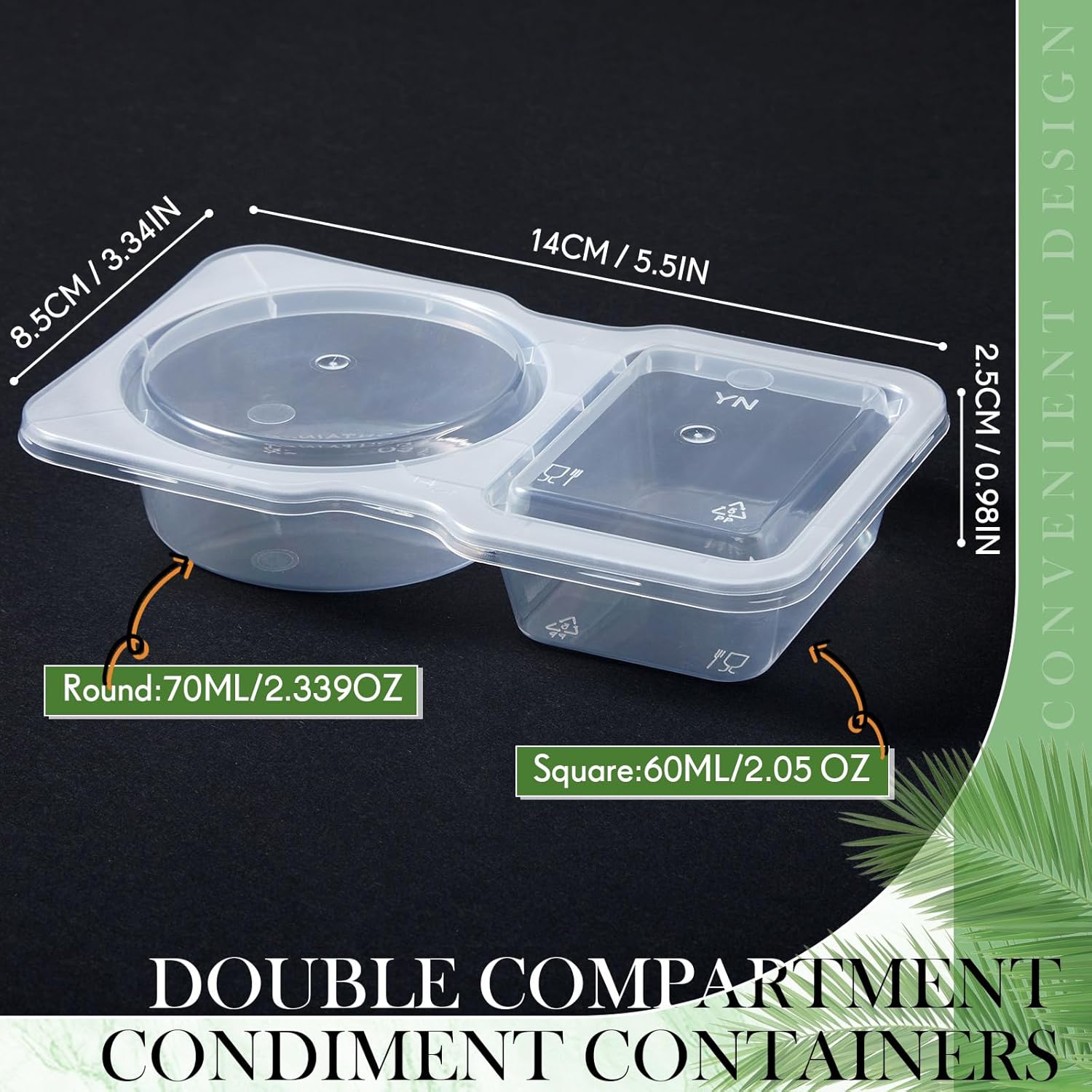 10 count Pack Snack Containers with , 5 oz Double Compartment Plastic Containers, Portable Divided Snack Cups for School, Office, Meal Prep, Sauces, Dips, -the-go Camping (Clear) 10 count Pack Snack Containers with , 5 oz Double Compartment Plastic Containers, Portable Divided Snack Cups for School, Office, Meal Prep, Sauces, Dips, -the-go Camping (Clear)