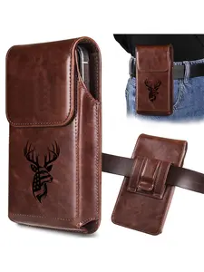 Fashionable men's waist bag - featuring deer head and star patterns, fashionable men's items, charming accessories, suitable for outdoor activities, mobile phone storage waist bag, men's belt mobile phone storage bag, holiday gift | Deer | Men's Fashion
