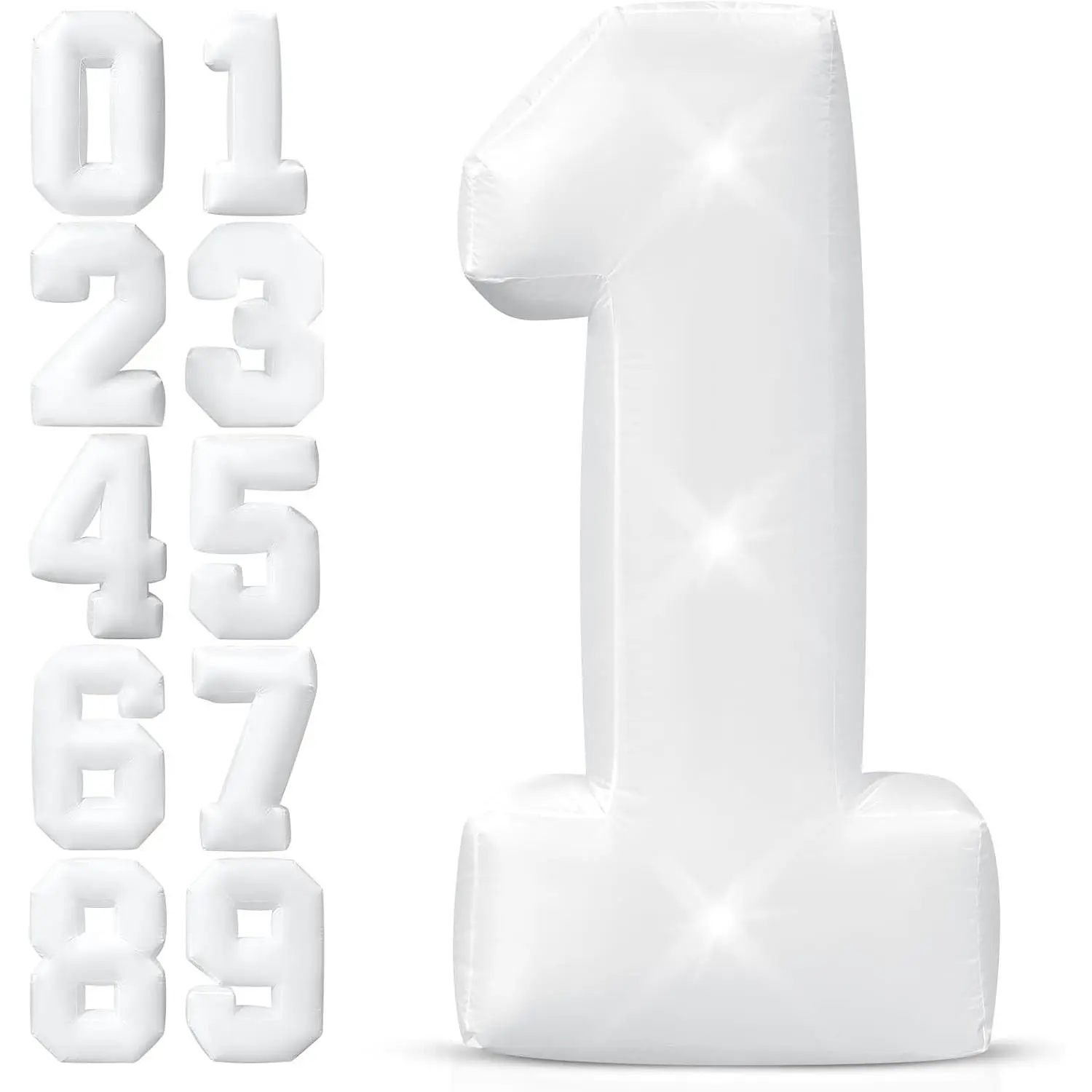 5FT Giant Inflatable Number 1 Decoration, Easy Setup Reusable Blow Up Marquee with Built-in 3 LED, First Birthday Party Supplies for Boys Girls, Indoor Outdoor Decor for Anniversary Celebrations