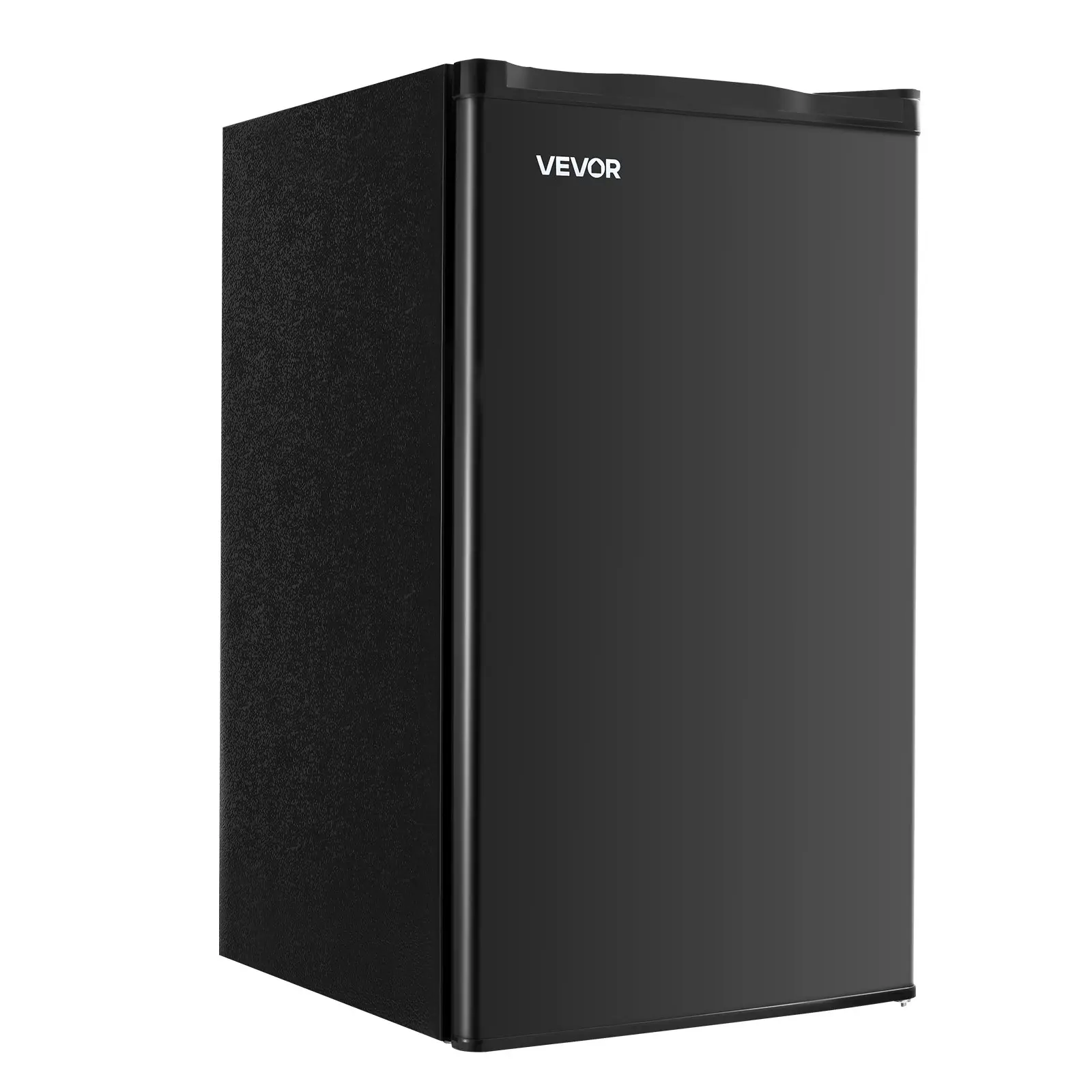 VEVOR 3.2 Cu.Ft Single Door Compact Refrigerator, Temp Control Adjustable Temperature, Glass Shelf, Energy Efficient, Reversible Door, Low Noise, for Bedroom Office, Black, Glass Shelf Display