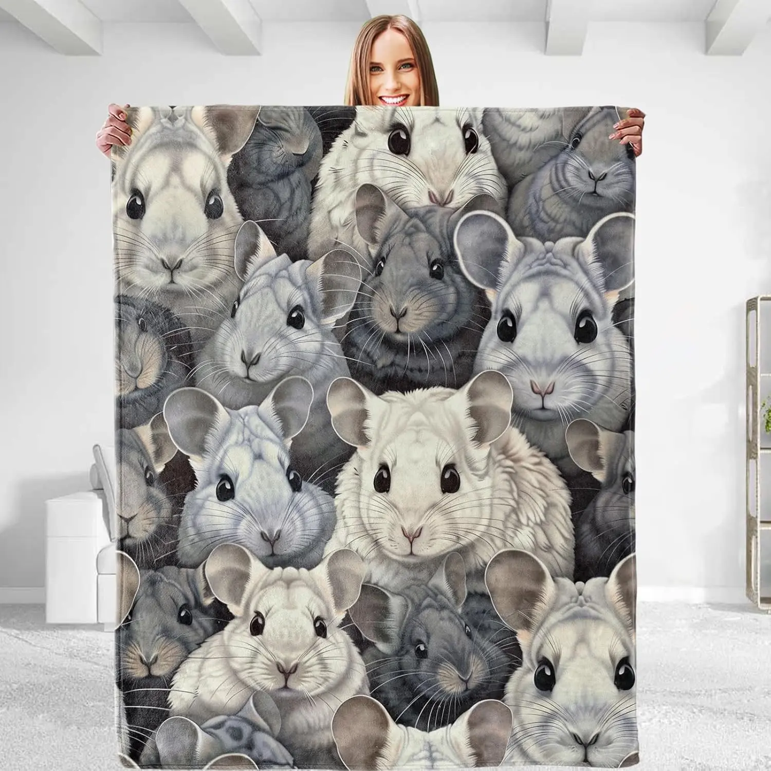 Funny Chinchilla Throw Blanket - Soft Plush, Lightweight, Warm, Fuzzy Flannel Blanket for Couch, Sofa, Travel, Outdoor - Perfect Comfy Gift for All 50in*60in