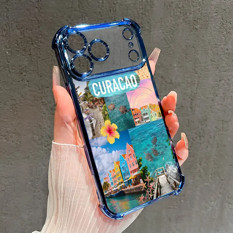 Caribbean Soul Pattern Phone Case for iPhone 17 Pro Max 16 15 Plus Air 14 13 12 11 E Four Corners Air Cushion Anti-drop Silicone Shockproof Cellphone Cover