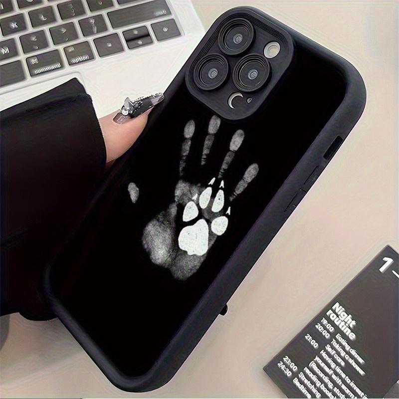 Phone Case - 1pc of Personalized Funny Big Palm And Dog Paw Print Black High Bamboo Phone Case, Suitable for iPhone 17 E Air Pro ProMax iPhone16 15 14 Plus 13 12 Mini 11 X XS XR, Suitable As a Gift for Girlfriend, Boyfriend, Friend Or Yourself