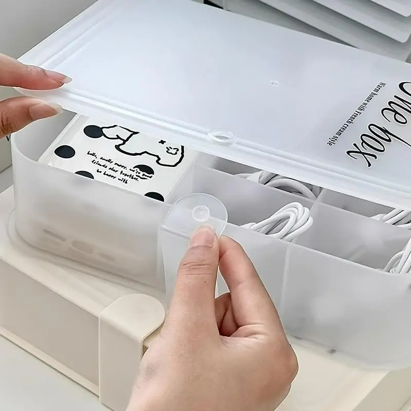 Charging Cable Organizer Box, Desktop Storage Solution for Phone Chargers, Plugs, Data Cables, Durable Abs Material, Ideal for Home Office