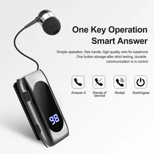 Single Ear Noise-Canceling Wireless Earbuds, 20-Hour Battery Life, LED Display, Ideal for Live Streaming, Driving, Home Office, Truck Drivers, Ideal gift for friends and family