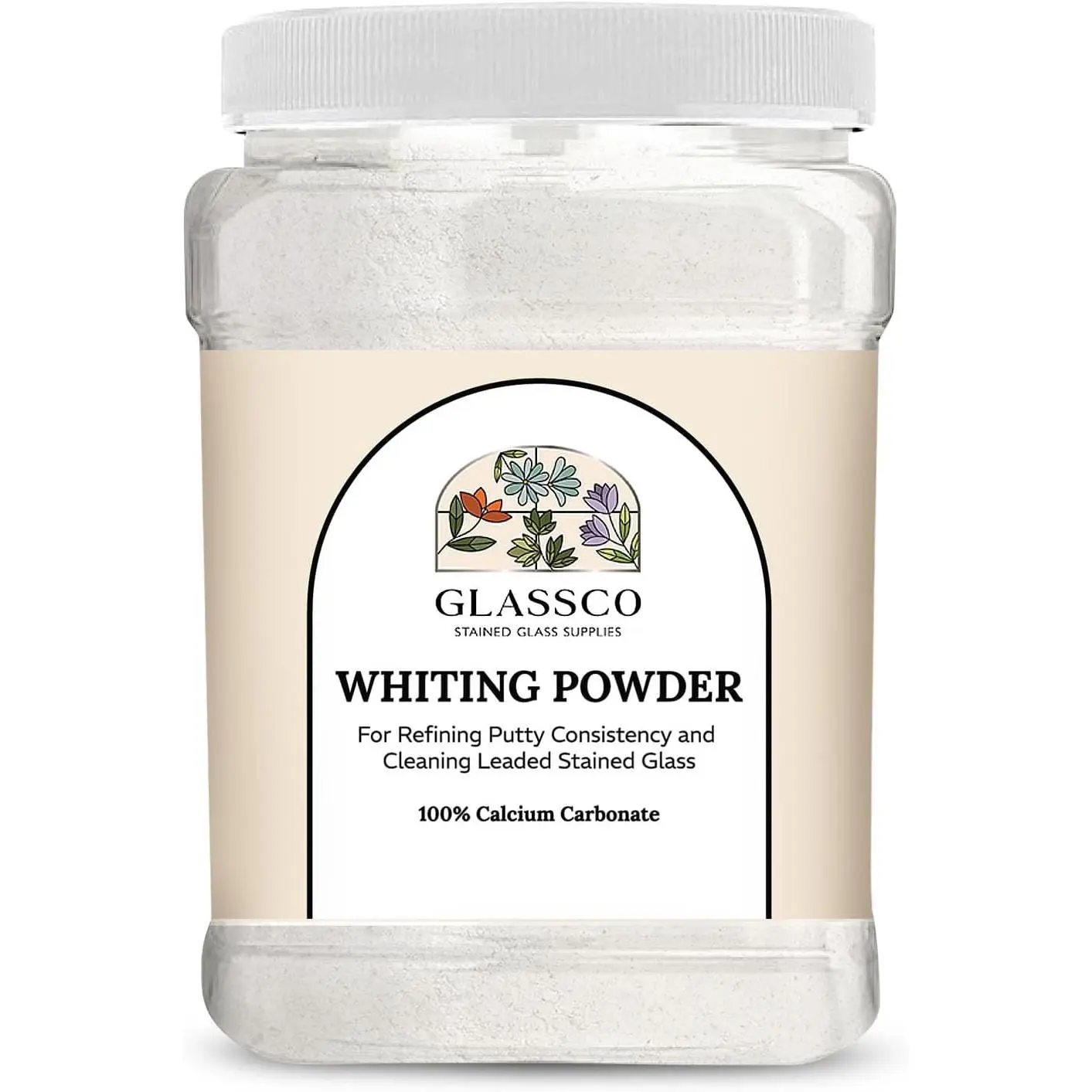 Fine 100% Calcium Carbonate Powder for Stained Glass Removes Glazing Oils Flux & Excess Putty Polishes Lead Came for Cementing & Clean-Up of Stained & Leaded Glass 16oz