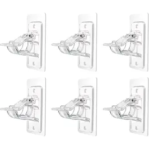 6PCs No-Drill Self-Stick Curtain Rod Brackets, Adjustable for Multi-Room Curtain Rods, Curtain Rod Bracket