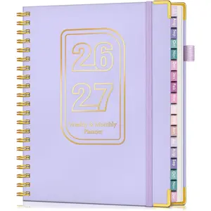 18 Months 2026-2027 Academic Weekly & Monthly Planner, July 2026 - December 2027, 8.5" x 11" A4 Large Hardcover Spiral Daily Calendar Organizer with Tabs, Agenda for College Students & Teachers, Purple