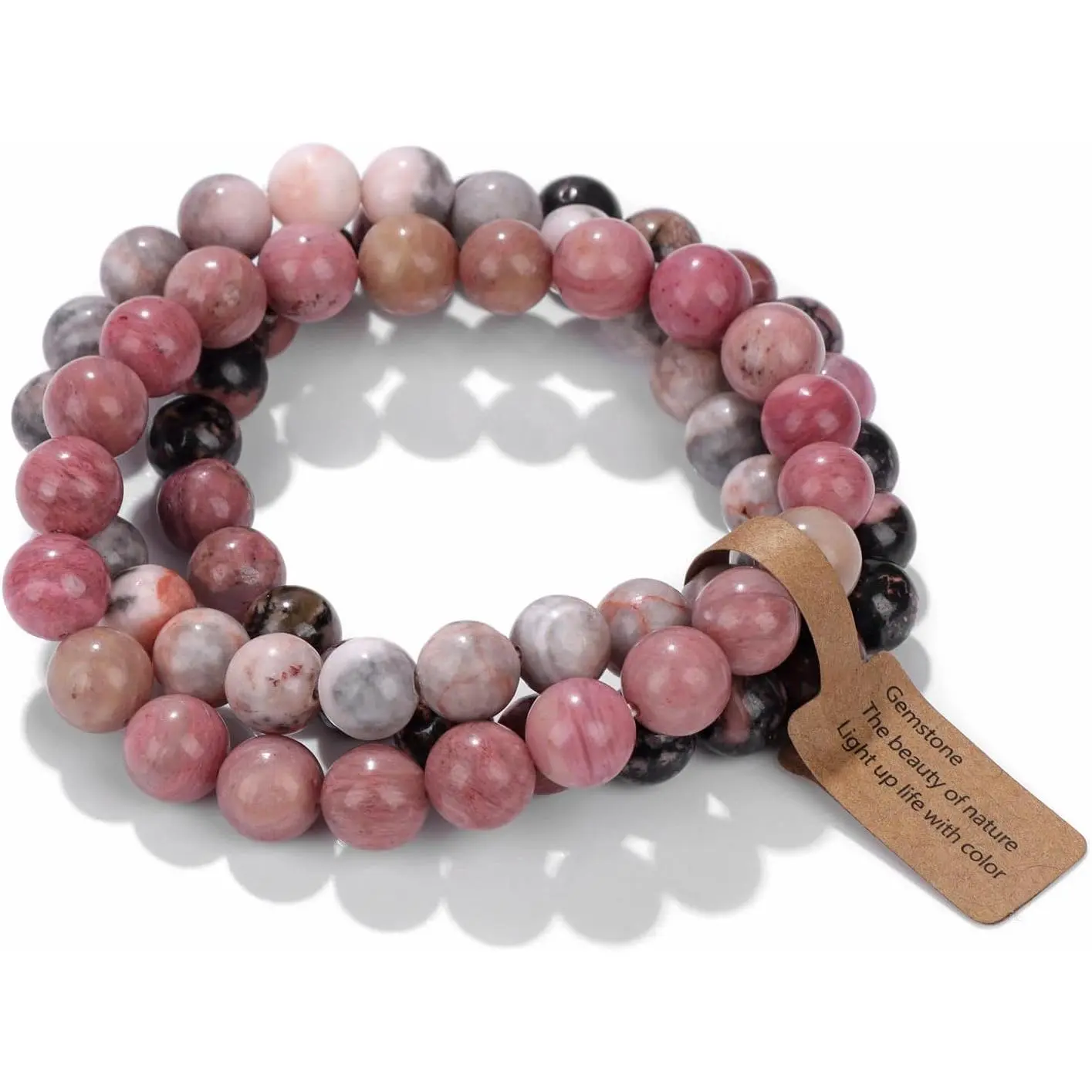 3 PCS Healing Crystal Bracelets for Women 8mm Natural Stone Beaded Stretch Bracelet Amethyst Jewelry Gifts