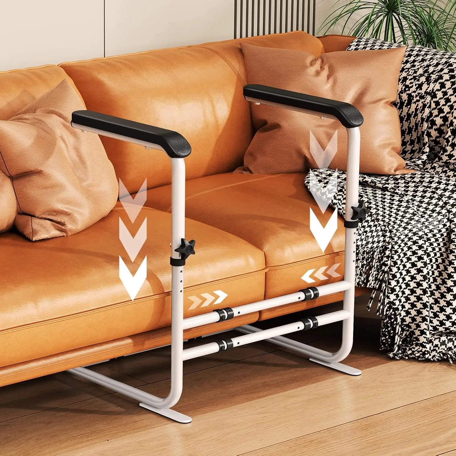 Stand-Up Assist Aid for Elderly – Adjustable Height & Width, 204 KG Capacity, Non-Slip Ergonomic Armrest, Carbon Steel Home Mobility Support