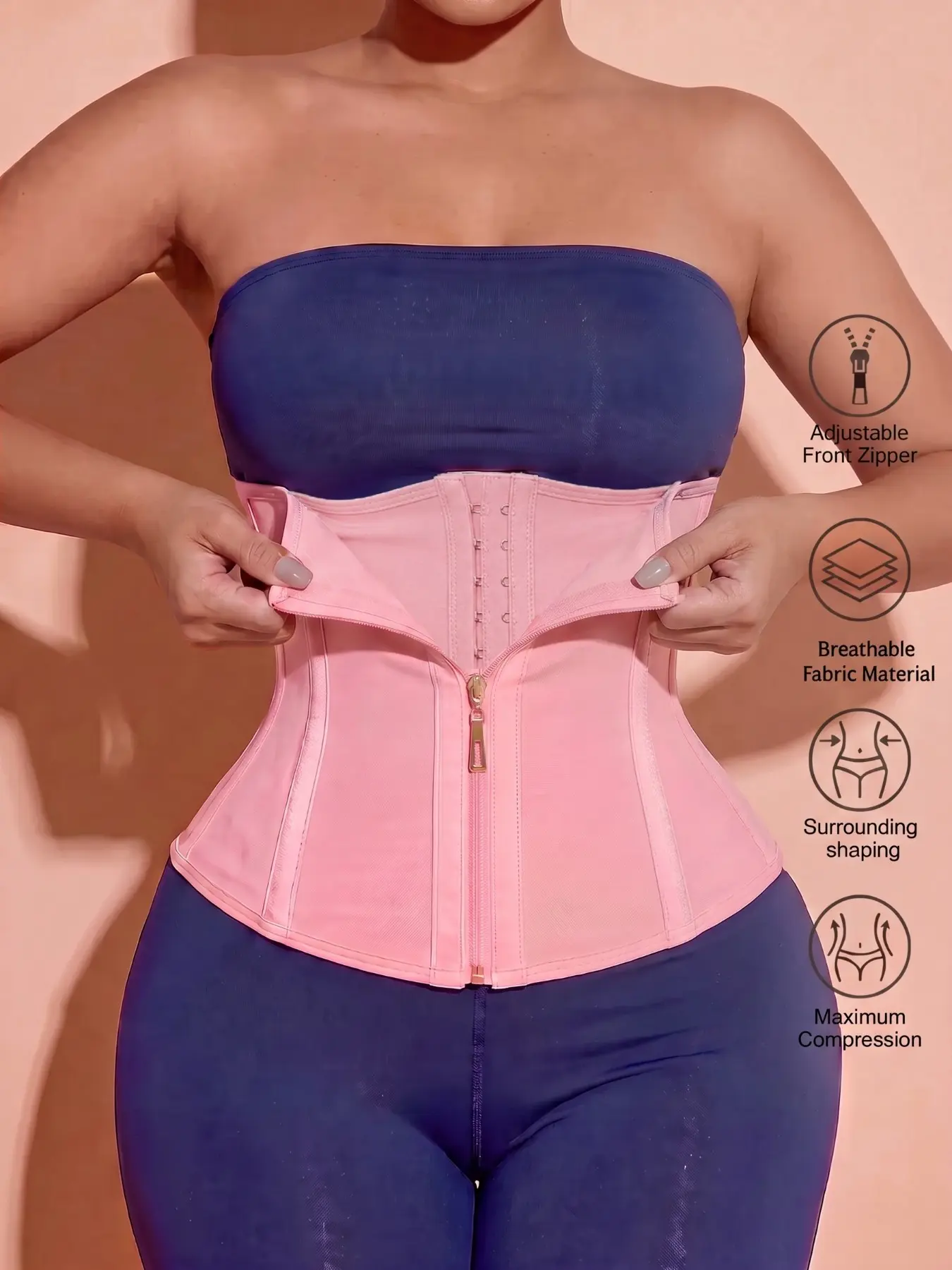 1 Count Women's Retro Tummy Control Waist Trainer, Fajas, Double Closure Gold Zipper & Hook Shapewear Belts, Contouring Boned Waist Cincher, Smooth Classic Corset, Comfortable Breathable Support Girdle, Ideal For All-Day Comfortable Wear