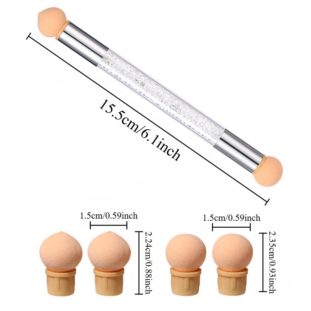 Professional Nail Sponge Brush Set - 4 Replaceable Heads, Multi-Functional Blending Tool, Skin-Friendly Latex for Smooth Gradients, Durable Design, Quick-Change System, Ideal for DIY Gradient Nails, Hypoallergenic, Portable Dust Cover