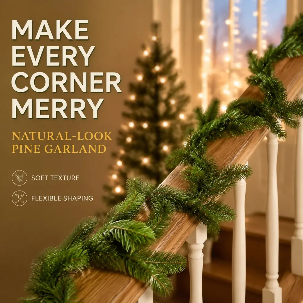 70.9-Inch Halloween Christmas Pine Branch Decor, Artificial Greenery for Table Fireplace Bar Party Holiday Decoration, Indoor Outdoor Home Front Porch